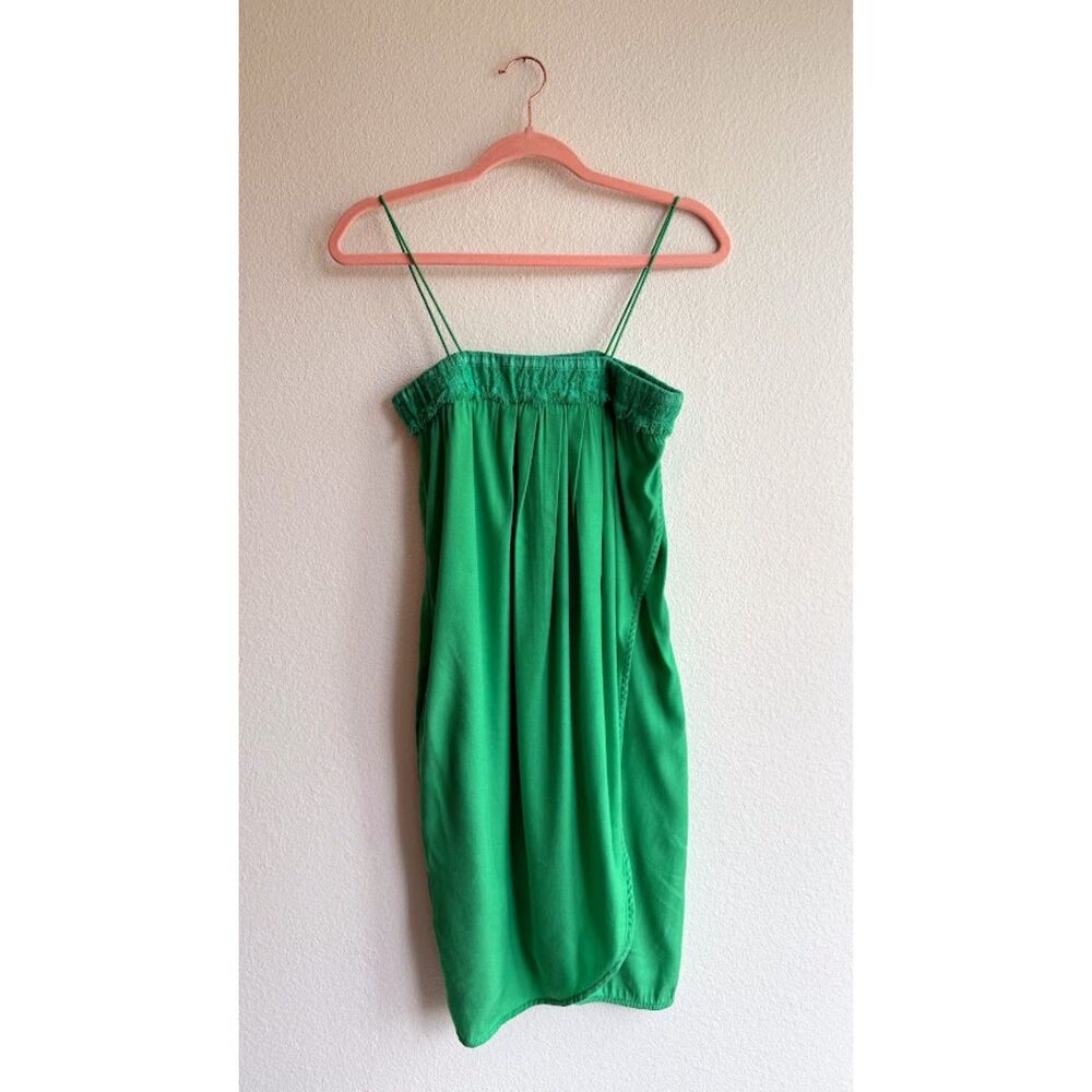 See U Soon Lace Trim Faux Wrap Mini Sheath Dress in Green size 0 XS